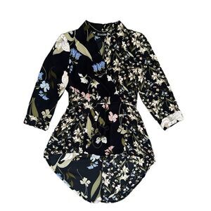 7th Ave Design Studio Women's 3/4 Sleeve Floral Blouse Hi-Low‎ Hem Petite S NWT